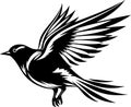 Bird - black and white vector illustration Royalty Free Stock Photo