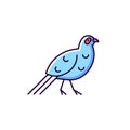 Bird blue RGB color icons set.