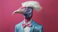Bird In Blue Suit: A Pastel Punk Portrait Inspired By Dino Valls And Martin Wittfooth