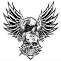 Eagle Skull Wing Vintage Vector Bolt