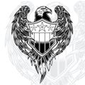 Eagle Wing Armor Black Line Vector illustration eps