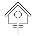 Bird box starling house birdhouse nesting contour outline line icon black color vector illustration image thin flat style Royalty Free Stock Photo