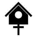 Bird box starling house birdhouse nesting icon black color vector illustration image flat style Royalty Free Stock Photo