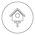 Bird box starling house birdhouse nesting icon in circle round black color vector illustration image outline contour line thin Royalty Free Stock Photo