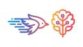 Bird with Brain Fast Thinking Creative Intelligence, vector design Generative AI Royalty Free Stock Photo