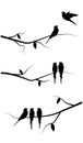 Flying bird silhouette and birds on a tree illustration Royalty Free Stock Photo
