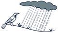 Bird on Branch in Binary Rain, Tech Nature Vector, vector design Generative AI Royalty Free Stock Photo