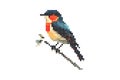 Bird on a branch, pixel dotted style Image Royalty Free Stock Photo