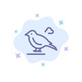 Bird, British, Small, Sparrow Blue Icon on Abstract Cloud Background