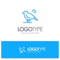 Bird, British, Small, Sparrow Blue Outline Logo Place for Tagline