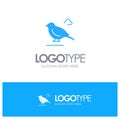 Bird, British, Small, Sparrow Blue Solid Logo with place for tagline