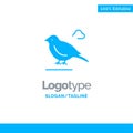Bird, British, Small, Sparrow Blue Solid Logo Template. Place for Tagline