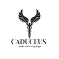 Bird Caduceus snake wings logo