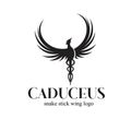Bird Caduceus snake wings logo