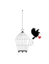 Bird cage and flying bird silhouette isolated on white background, vector Royalty Free Stock Photo