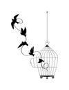 Birds Flying from the bird cage, vector Royalty Free Stock Photo