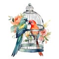 Birdcage A Captivating Fusion of Elegance and Serenity Gilded Tranquility Watercolor