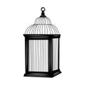 Bird cage, black isolated on white background, vector illustration for design and decor Royalty Free Stock Photo