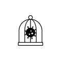 bird cage coronavirus line illustration icon on white background