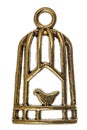 Bird in a cage, decorative element, isolated on white background Royalty Free Stock Photo
