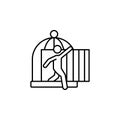 bird cage, exit people after coronavirus illustration icon on white background