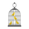 Bird in cage isolated. Symbol of bondage. vector illustration