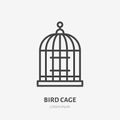 Bird cage line icon, vector pictogram of birdcage. Illustration, sign for pet shop Royalty Free Stock Photo