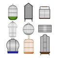 bird cage set cartoon vector illustration Royalty Free Stock Photo