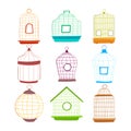 bird cage set cartoon vector illustration Royalty Free Stock Photo