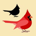 Bird cardinal vector illustration style Flat side Royalty Free Stock Photo