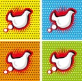 Bird Chicken Speech Bubble in Pop-Art Style backgrounds set Royalty Free Stock Photo