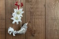 Bird Christmas decorations, nordic style, with berries. Copy spa Royalty Free Stock Photo