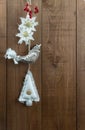 Bird Christmas decorations in nordic style. Copy space. Vertical Royalty Free Stock Photo