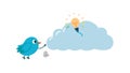 Bird on Cloud with Glowing Idea, Bright Creative Moment, vector design Generative AI Royalty Free Stock Photo