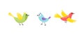 Bird colorful set. Flying bird. Little bird, nestling, chick. Spring, easter. Flat, cartoon, isolated Royalty Free Stock Photo