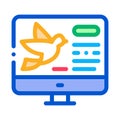 Bird On Computer Screen Icon Thin Line Vector Royalty Free Stock Photo