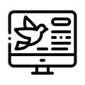 Bird On Computer Screen Icon Thin Line Vector Royalty Free Stock Photo