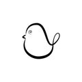 Bird continuous line drawing element isolated on white background for logo or decorative element.Vector illustration of bird form