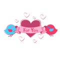 Bird Couple Holding Heart Shape Greeting Card Valentine Day Royalty Free Stock Photo