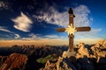 A bird on a cross of the mountain, Austria