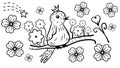 Coloring book with a fabulous bird in the crown. Doodle, coloring page - Vector illustration Royalty Free Stock Photo