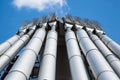 Bird defense on steel structure, blue sky Royalty Free Stock Photo