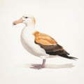 Monumental Scale Puffin Drawing In Light Amber And White Style