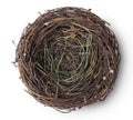 Bird empty nest up above view on white. Royalty Free Stock Photo