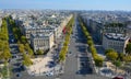 Bird eye view from Arc de Triomphe Paris of the Avenue des Champs-Elysees