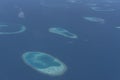 Bird eye view of blue sea and island in Maldives Royalty Free Stock Photo