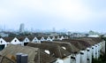 Bird eye view of Buildings in Bangkok, Thailand with the smoke dust PM 2.5