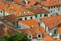 Bird eye view of buildings in Kotor, Montenegro Royalty Free Stock Photo