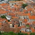 Bird eye view of buildings in Kotor, Montenegro Royalty Free Stock Photo