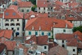 Bird eye view of buildings in Kotor old town, Montenegro Royalty Free Stock Photo